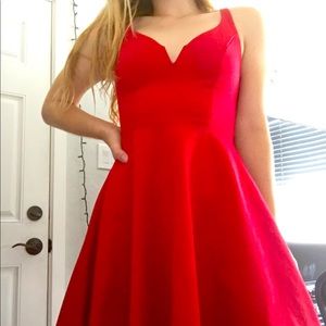 Zip up red dress